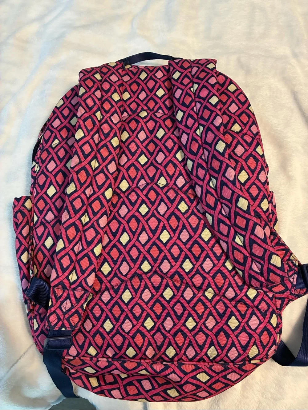 Vera Bradley Large Pink & Navy Geometric Backpack